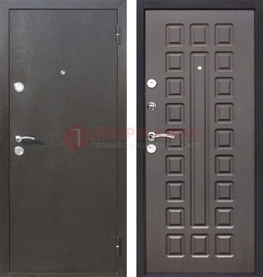 Коричневая железная дверь с порошковым окрасом ДП-63 в Казани