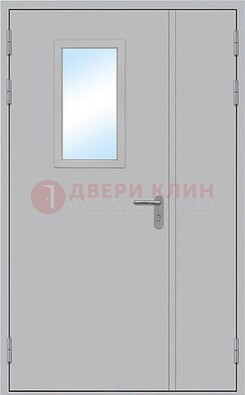 Белая входная техническая дверь со стеклянной вставкой ДПП-10 в Казани