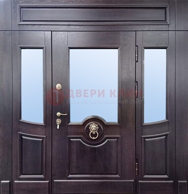 Филенчатая металлическая дверь с панелью МДФ и стеклом ДПР-102 в Казани