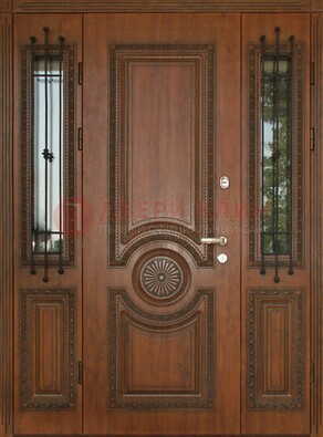 Парадная распашная стальная дверь Винорит со стеклом ДПР-106 в Казани