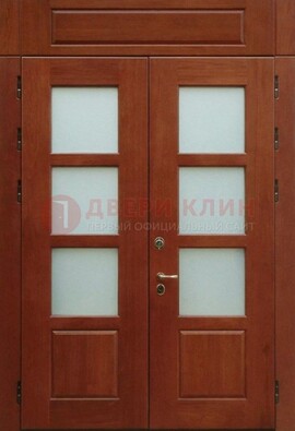 Металлическая парадная дверь со стеклом ДПР-69 для загородного дома в Казани