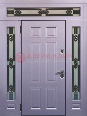 Филенчатая железная парадная дверь с фрамугами ДПР-82 в Казани