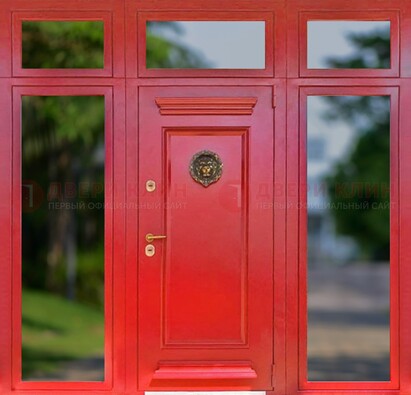 Красная парадная дверь для частного дома ДПР-88 в Казани