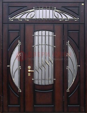 Парадная дверь со стеклянными вставками и ковкой ДПР-9 для улицы в Казани