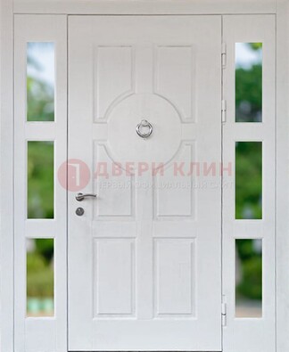Белая стальная дверь со стеклом и фрамугами ДС-20 в Казани