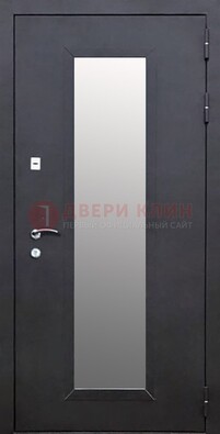 Черная стальная дверь порошок со стеклом ДС-33 в Казани