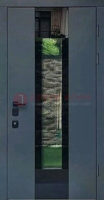 Современная дверь со стеклом для коттеджа ДС-40 в Казани
