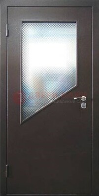 Стальная дверь со стеклом ДС-5 в кирпичный коттедж в Казани