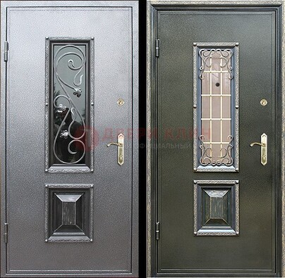 Звукоизоляционная металлическая дверь со стеклом и ковкой ДСК-12 в Казани