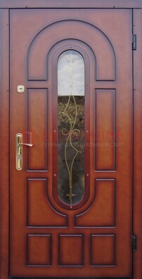Яркая металлическая дверь Винорит со стеклом и ковкой ДСК-268 в Казани