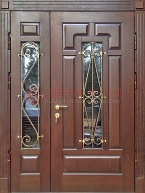 Стальная распашная дверь Винорит стекло и ковка ДСК-274 в Казани