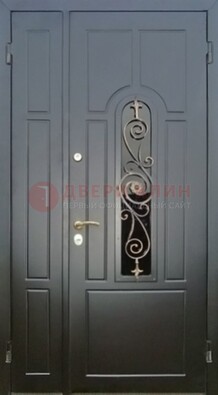 Металлическая дверь Винорит со стеклом в темном цвете ДСК-276 в Казани