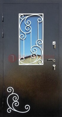 Входная дверь Порошок со стеклом и ковкой ДСК-278 в Казани