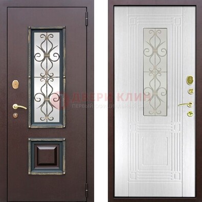 Оригинальная стальная дверь со стеклом и ковкой ДСК-48 в Казани