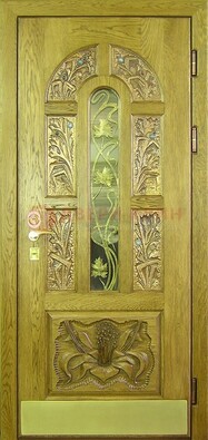 Металлическая дверь со стеклом и ковкой ДСК-90 в гостиницу в Казани