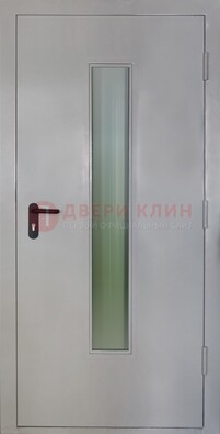 Белая металлическая противопожарная дверь со стеклянной вставкой ДТ-2 в Щербинке