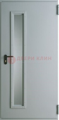 Белая железная противопожарная дверь со вставкой из стекла ДТ-9 в Казани