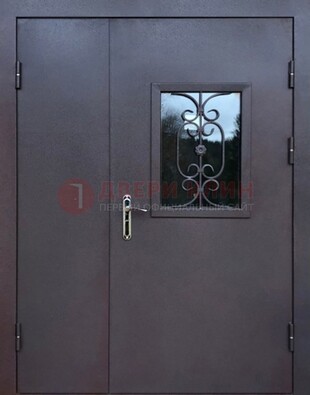 Тамбурная дверь Порошок со стеклом и ковкой ДТМ-48 в Казани