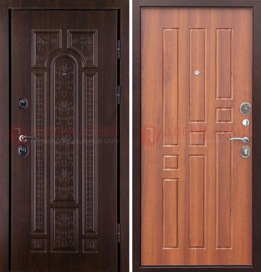 Темная металлическая дверь с виноритом и узором ДВТ-224 в Казани