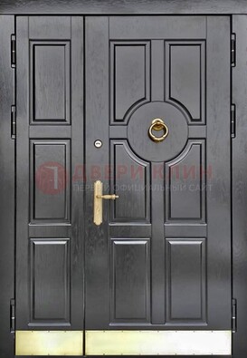 Черная металическая дверь с виноритом для дома ДВТ-241 в Казани
