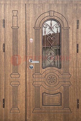 Железная классическая дверь с терморазрывом и рисунком ДВТ-77 в Казани