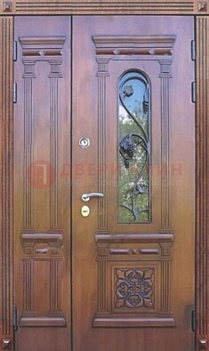 Железная коричневая филенчатая дверь с виноритом и МДФ ДВТ-85 в Казани