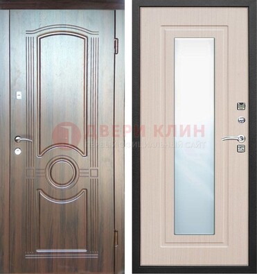 Светло-коричневая дверь c виноритом с узором и филенчатой МДФ ДЗ-120 в Казани