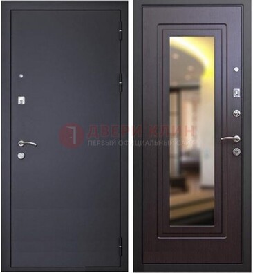 Черная железная дверь с зеркалом ДЗ-30 в Казани