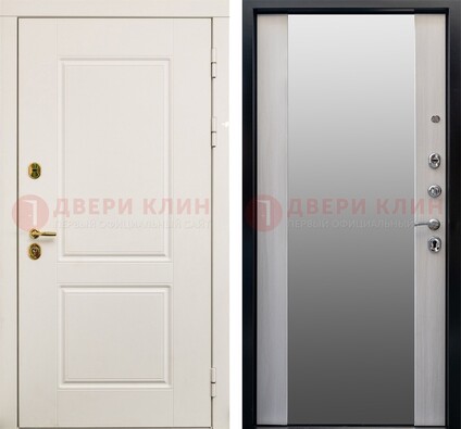 Белая стальная дверь с большим зеркалом ДЗ-73 в Казани