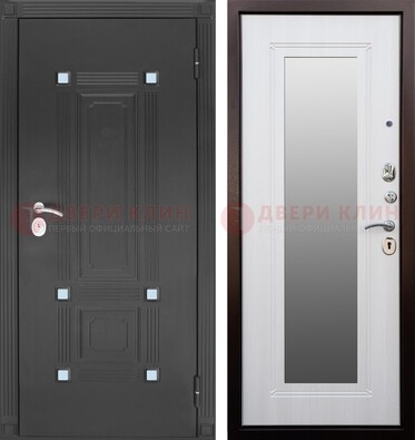 Стальная черная дверь МДФ с зеркалом ДЗ-76 в Казани