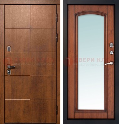 Белая филенчатая дверь с фрезерованной МДФ и зеркалом ДЗ-81 в Казани
