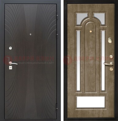 Темная металлическая дверь МДФ с различными зеркальными вставками внутри ДЗ-82 в Казани