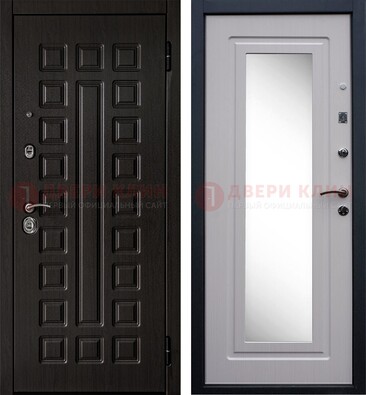 Черная филенчатая металлическая дверь МДФ с зеркалом ДЗ-83 в Ростове-На-Дону
