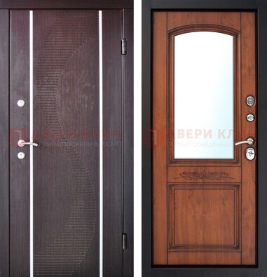Входная дверь с МДФ и МДФ внутри с зеркалом ДЗ-88 в Казани