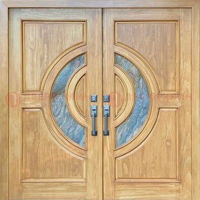Двухстворчатая металлическая дверь с витражом ВЖ-11 в Казани