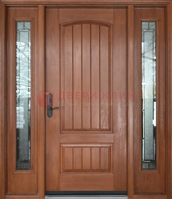 Стальная дверь с массивом дуба и витражом для дома ВЖ-17 в Казани
