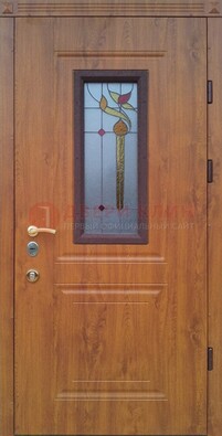 Железная дверь с МДФ и витражом ВЖ-24 в Казани